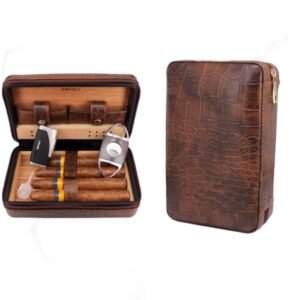 humidor amancy cafe oscuro cocodrilo cortador y encededor incluidos