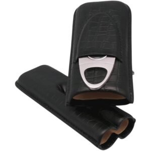 porta puros amancy negro cocodrilo con cortador metálico incluido