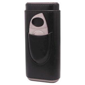 porta puros amancy negro liso con cortador metálico incluido